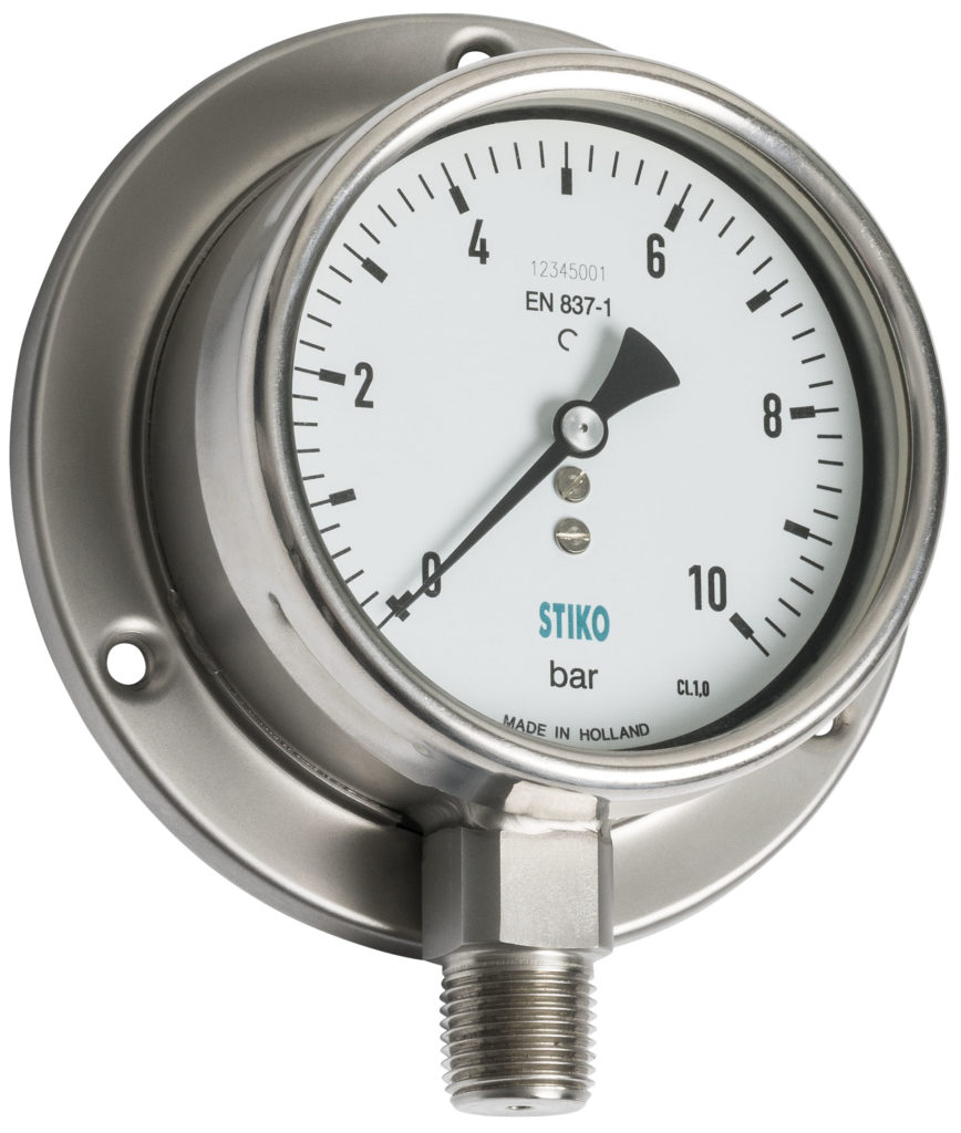 Bourdon Tube Pressure Gauge With Back Flange • Stiko