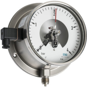 pressure gauge with magnetic contact and back flange